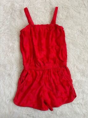 Cat & Jack Festive Summer Red Cami Romper with Pockets & Stars